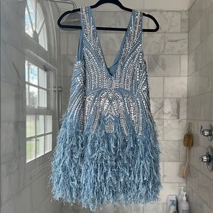 champagne sparkly mini dress Women's All Glam Now Halter Sequin Mini Dress in Champagne